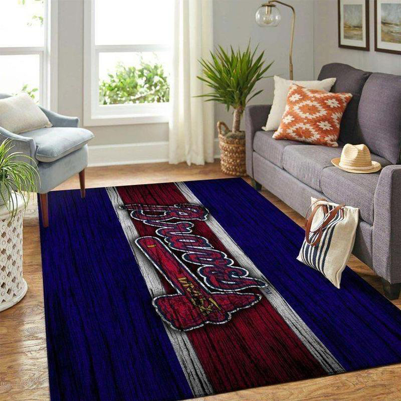 Atlanta Braves Rug MLB Area Rug Bedroom Rug Indoor Rugs Rectangle Carpet