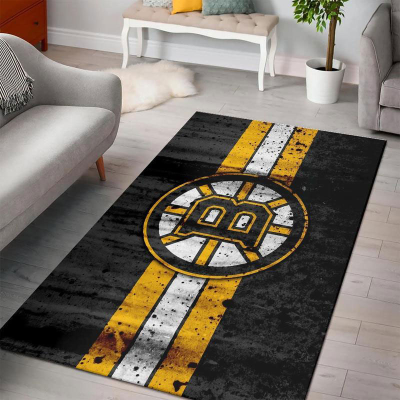 Boston Bruins Area Rug NHL Area Rug Living Room Rug Indoor Rug Rectangle Carpet