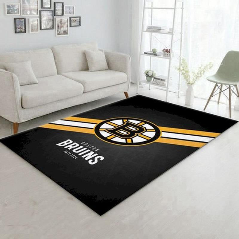 Boston Bruins Area Rug NHL Area Rug Bedroom Area Rug Indoor Indoor Rugs Rectangle Carpet