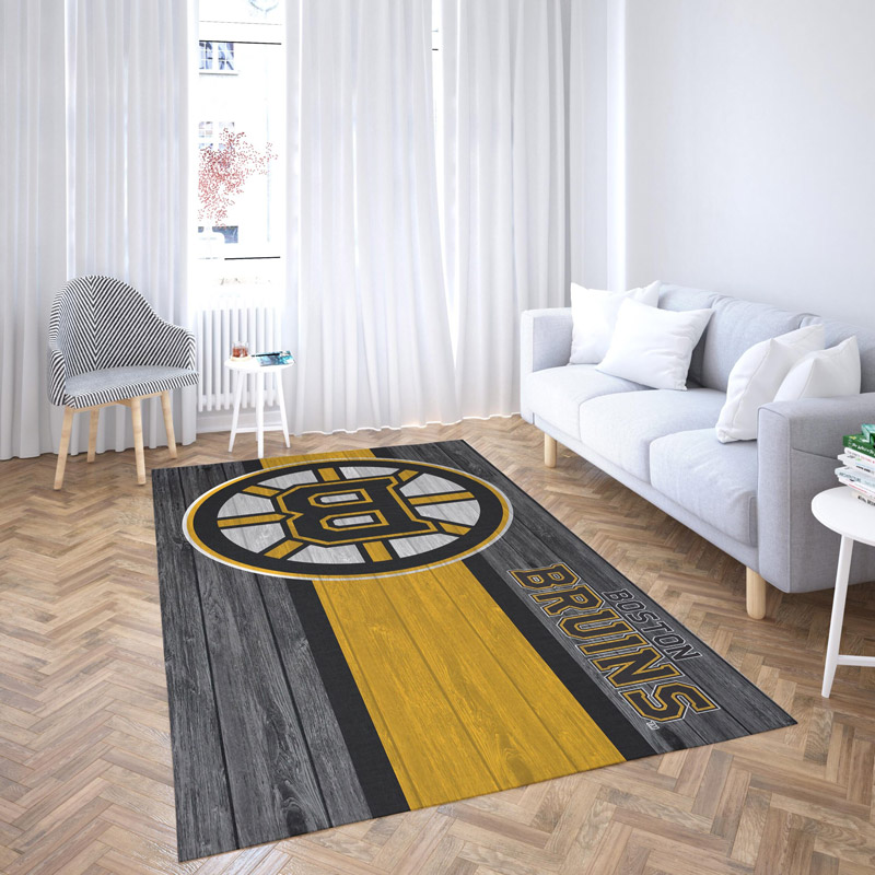 Boston Bruins Area Rug NHL Area Rug Dining Room Rug Indoor Rugs Rectangle Carpet