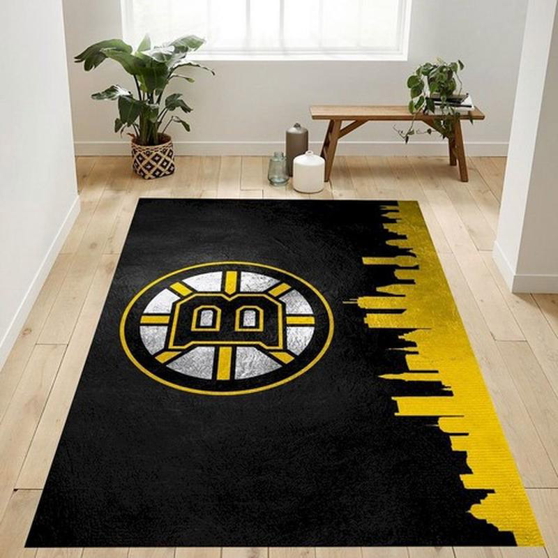 Boston Bruins Area Rug NHL Area Rug Living Room Rug Indoor Rugs Rectangle Carpet