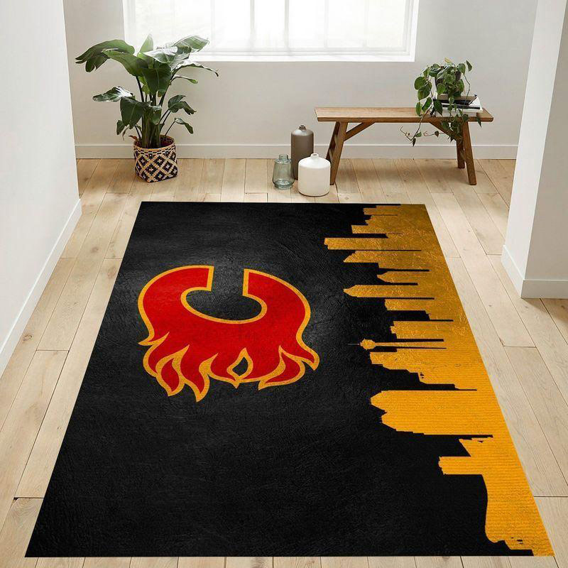 Calgary Flames Rug NHL Area Rug Dining Room Rug Indoor Rugs Rectangle Carpet