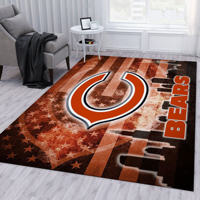 Chicago Bears Rug NFL Area Rug Dining Room Rugs Indoor Rug Rectangle Carpet