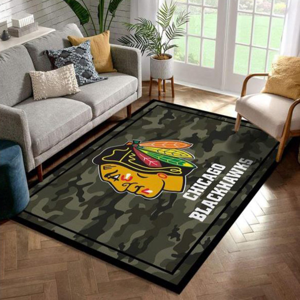 Chicago Blackhawks Area Rug NHL Area Rug Dining Room Rug Indoor Indoor Rug Rectangle Carpet