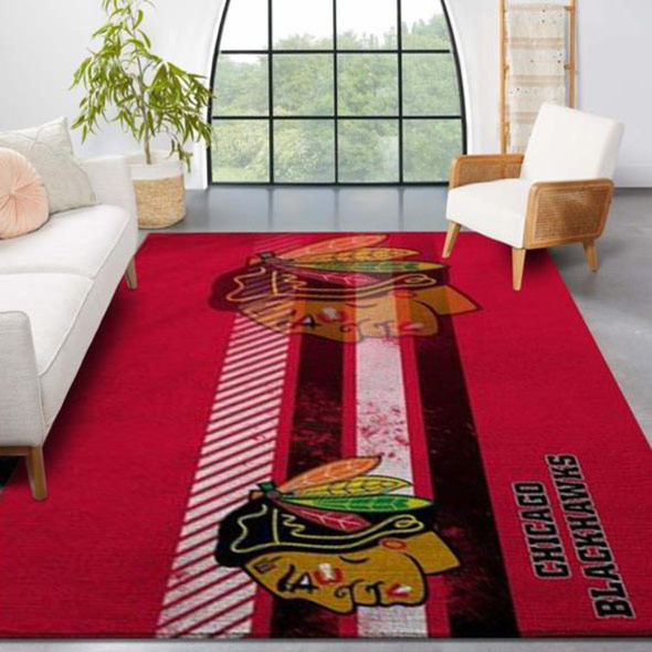 Chicago Blackhawks Rug NHL Area Rug Dining Room Rug Indoor Rugs Rectangle Carpet