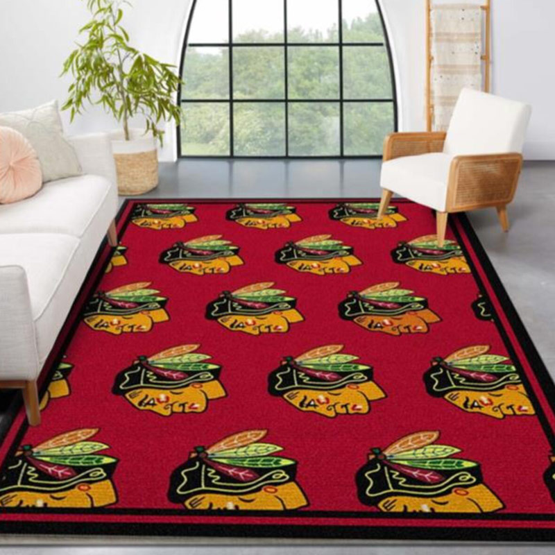 Chicago Blackhawks Rug NHL Area Rug Living Room Rug Indoor Indoor Rugs Rectangle Carpet