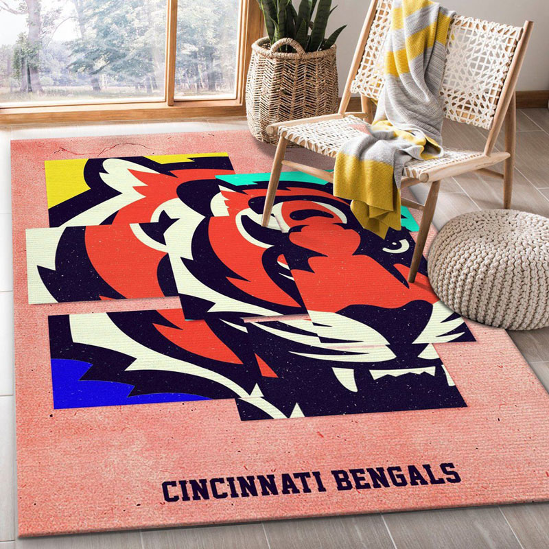 Cincinnati Bengals Area Rug NFL Area Rug Dining Room Rug Indoor Indoor Rug Rectangle Carpet