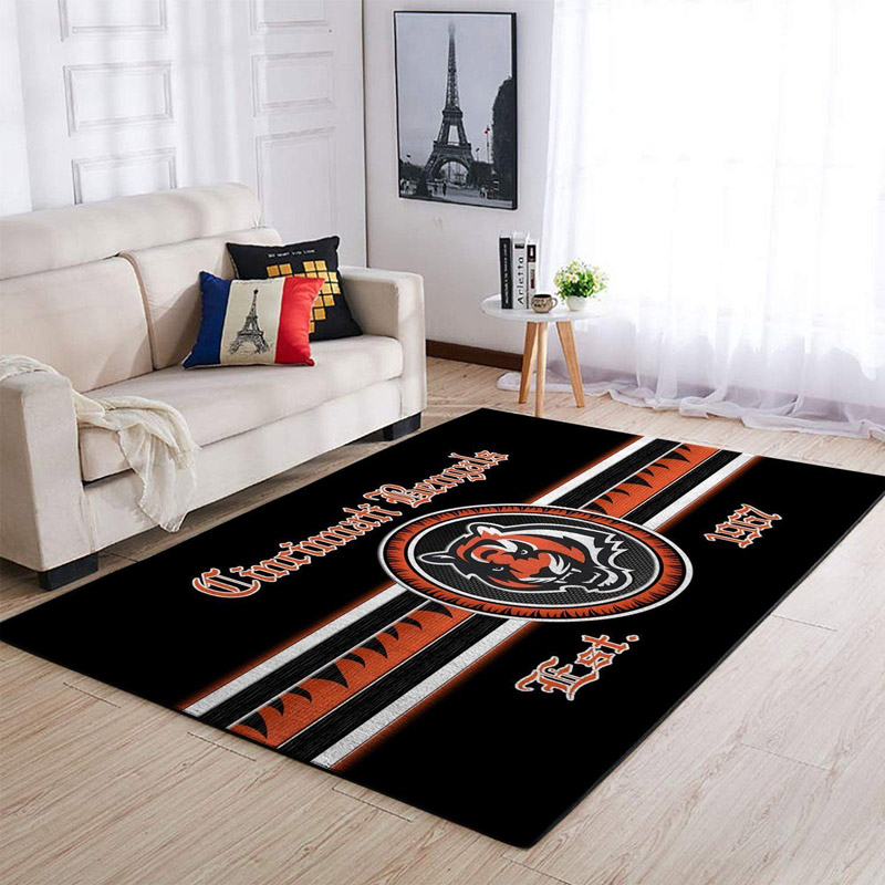 Cincinnati Bengals Rug NFL Area Rug Living Room Rug Indoor Rugs Rectangle Carpet