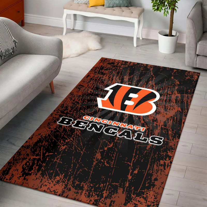 Cincinnati Bengals Rug NFL Area Rug Living Room Rug Indoor Rug Rectangle Carpet