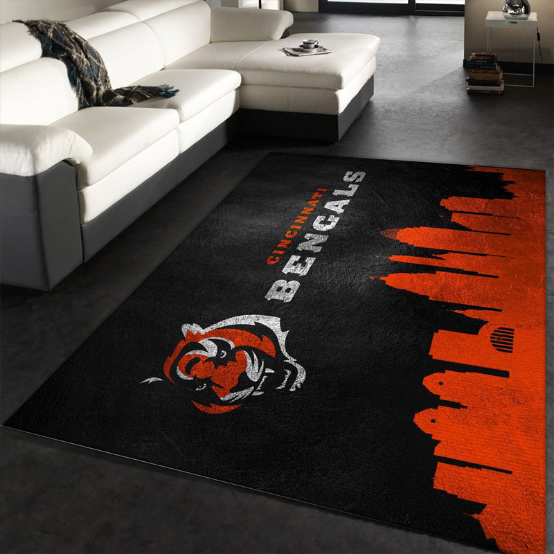 Cincinnati Bengals Rug NFL Area Rug Bedroom Area Rug Indoor Rugs Rectangle Carpet