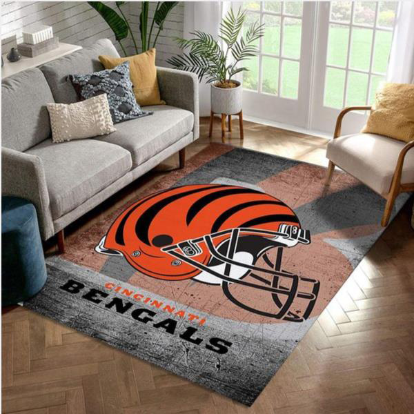 Cincinnati Bengals Rug NFL Area Rug Living Room Rug Indoor Indoor Rug Rectangle Carpet
