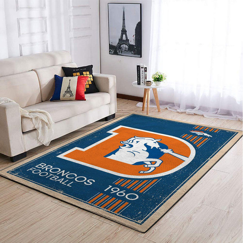 Denver Broncos Area Rug NFL Area Rug Living Room Rug Indoor Indoor Rugs Rectangle Carpet