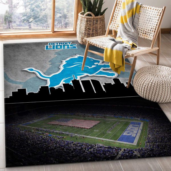 Detroit Lions Rug NFL Area Rug Living Room Area Rug Indoor Rugs Rectangle Carpet