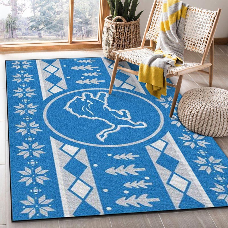 Detroit Lions Area Rug NFL Area Rug Living Room Rug Indoor Rug Rectangle Carpet
