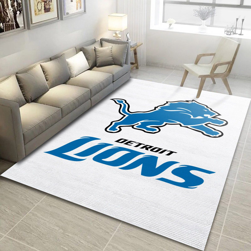 Detroit Lions Area Rug NFL Area Rug Dining Room Rug Indoor Rug Rectangle Carpet