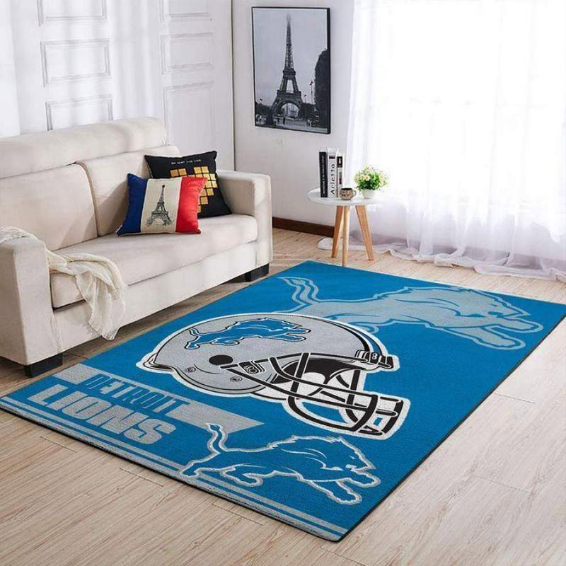Detroit Lions Rug NFL Area Rug Dining Room Rugs Indoor Rug Rectangle Carpet