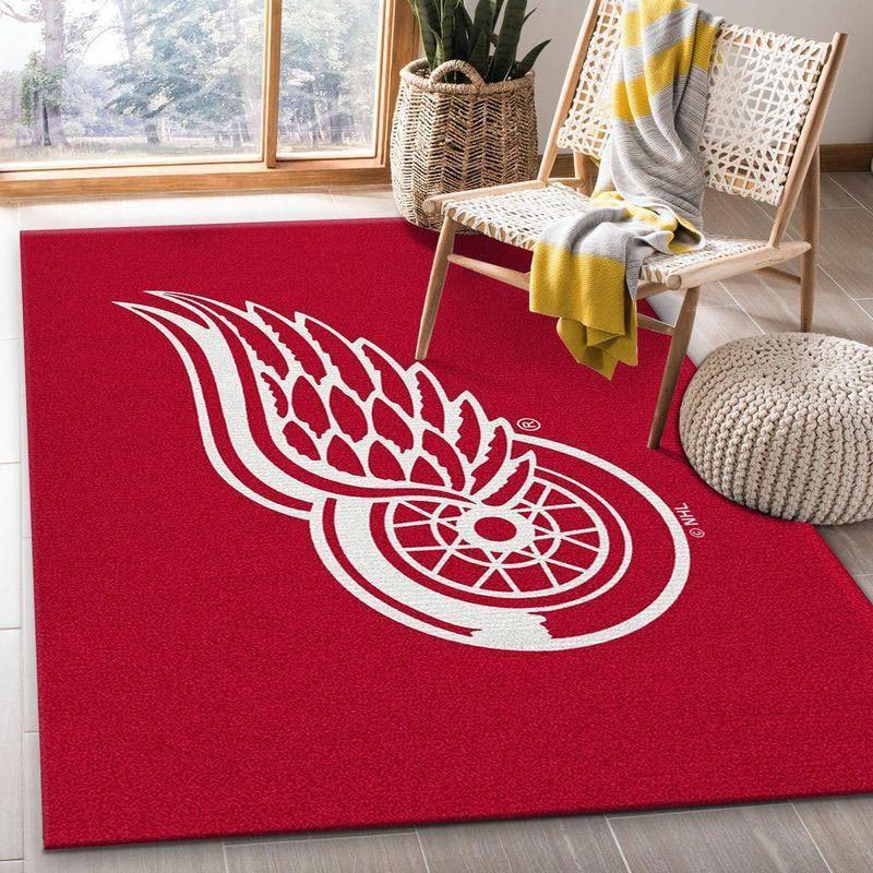 Detroit Red Wings Area Rug NHL Area Rug Living Room Rug Indoor Rugs Rectangle Carpet
