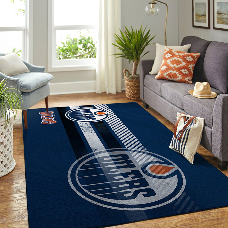 Edmonton Oilers Area Rug NHL Area Rug Bedroom Area Rug Indoor Rugs Rectangle Carpet