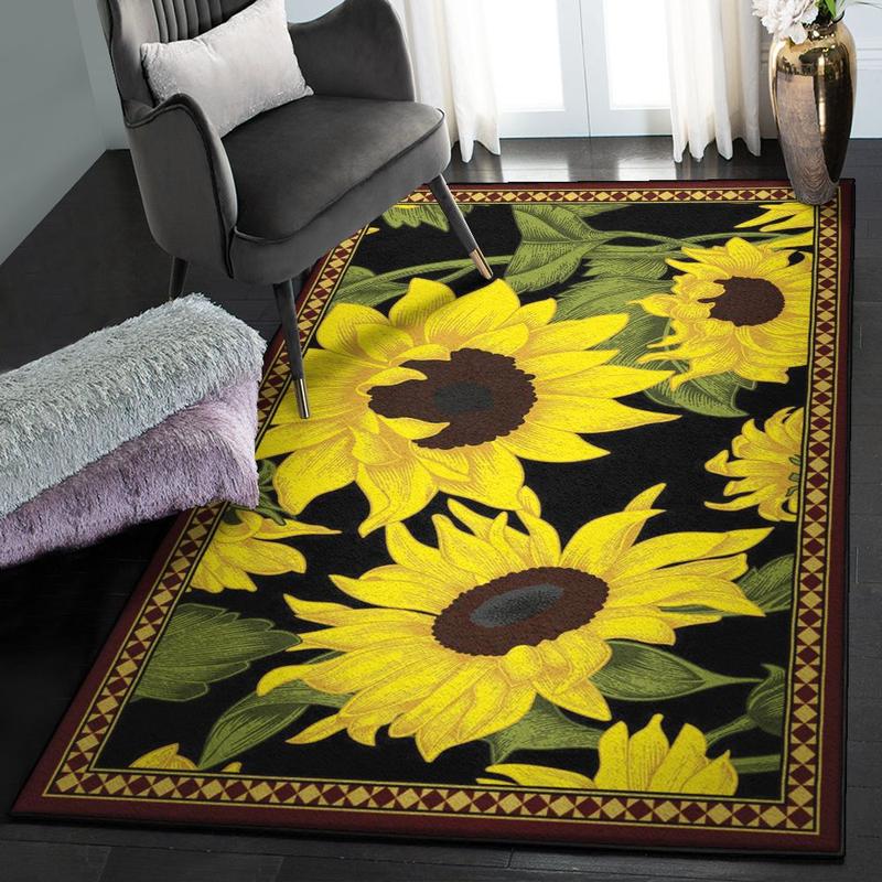 Flower Washable Area Rugs Sunflower Rug