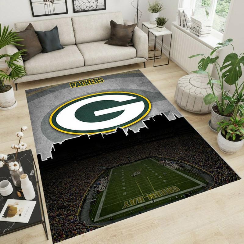 Green Bay Packers Rug NFL Area Rug Dining Room Rug Indoor Indoor Rug Rectangle Carpet
