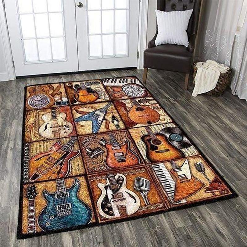 Guitar Area Rug Music Living Room Carpet