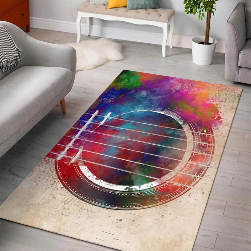 Guitar Art Instrument Area Rug Living Room Rug