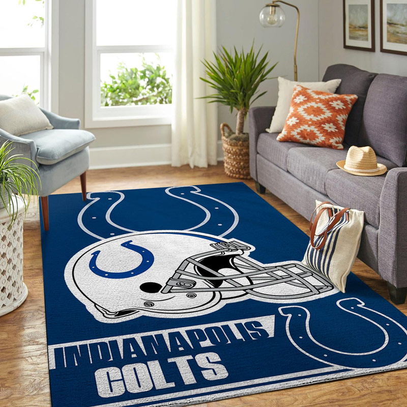 Indianapolis Colts Area Rug NFL Area Rug Dining Room Rug Indoor Rugs Rectangle Carpet