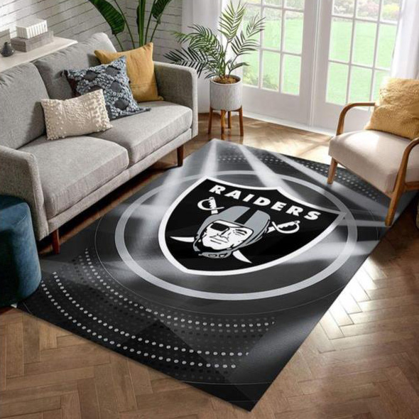 Las Vegas Raiders Rug NFL Area Rug Bathroom Rug Indoor Indoor Rug Rectangle Carpet