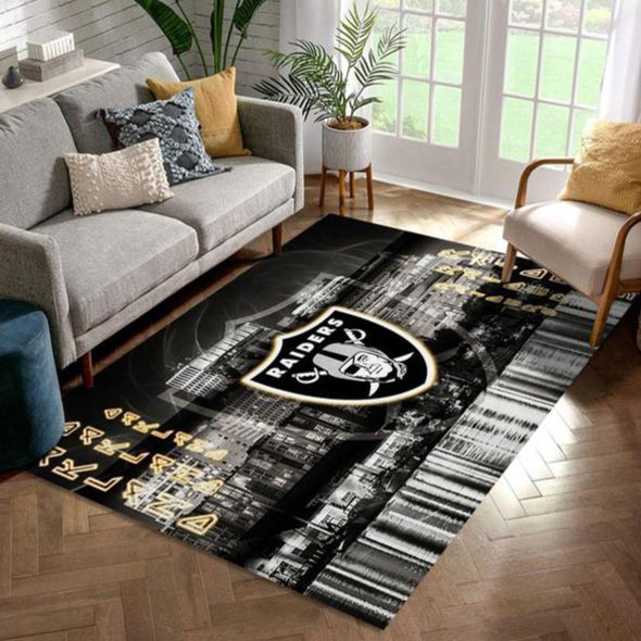 Las Vegas Raiders Area Rug NFL Area Rug Bathroom Rugs Indoor Rugs Rectangle Carpet