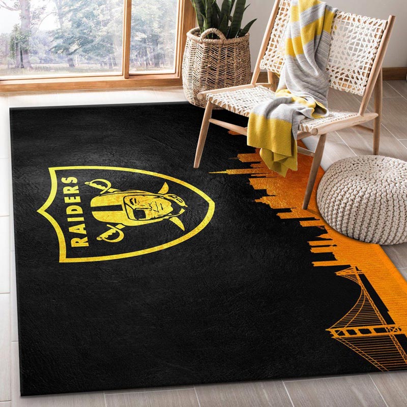Las Vegas Raiders Rug NFL Area Rug Living Room Rug Indoor Indoor Rug Rectangle Carpet
