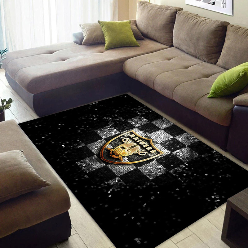 Las Vegas Raiders Area Rug NFL Area Rug Bathroom Rug Indoor Rug Rectangle Carpet