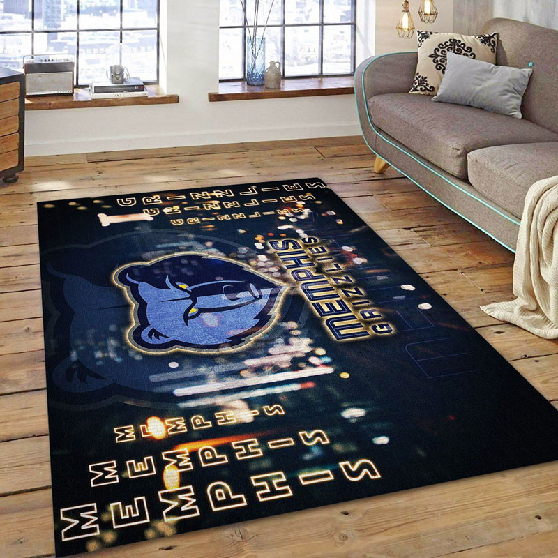 Memphis Grizzlies Area Rug NBA Area Rug Living Room Area Rug Indoor Rug Rectangle Carpet