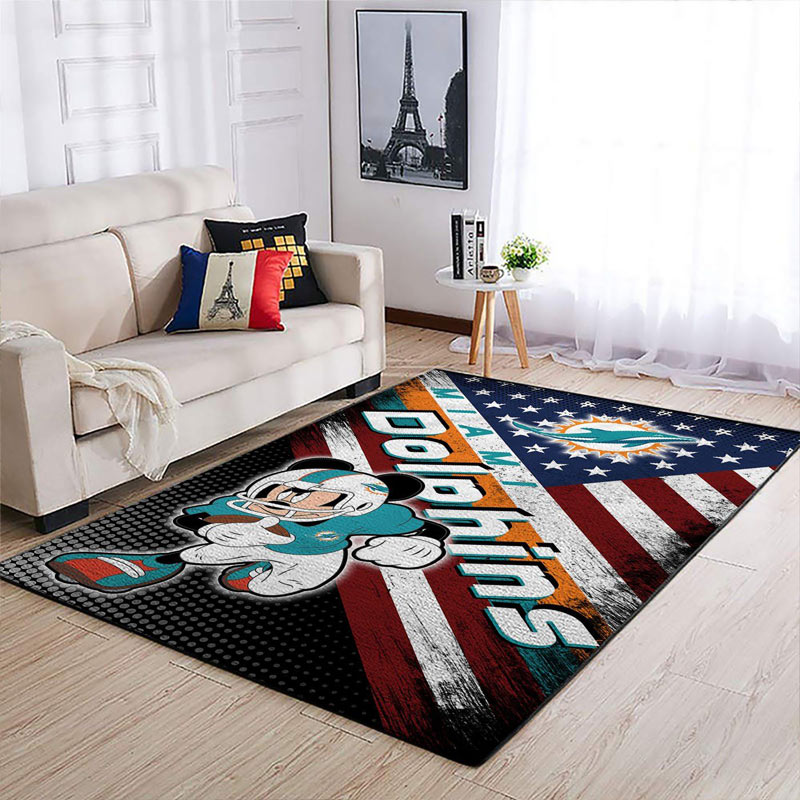 Miami Dolphins Rug NFL Area Rug Dining Room Rugs Indoor Rug Rectangle Carpet