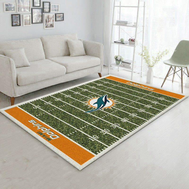 Miami Dolphins Rug NFL Area Rug Living Room Area Rug Indoor Rugs Rectangle Carpet