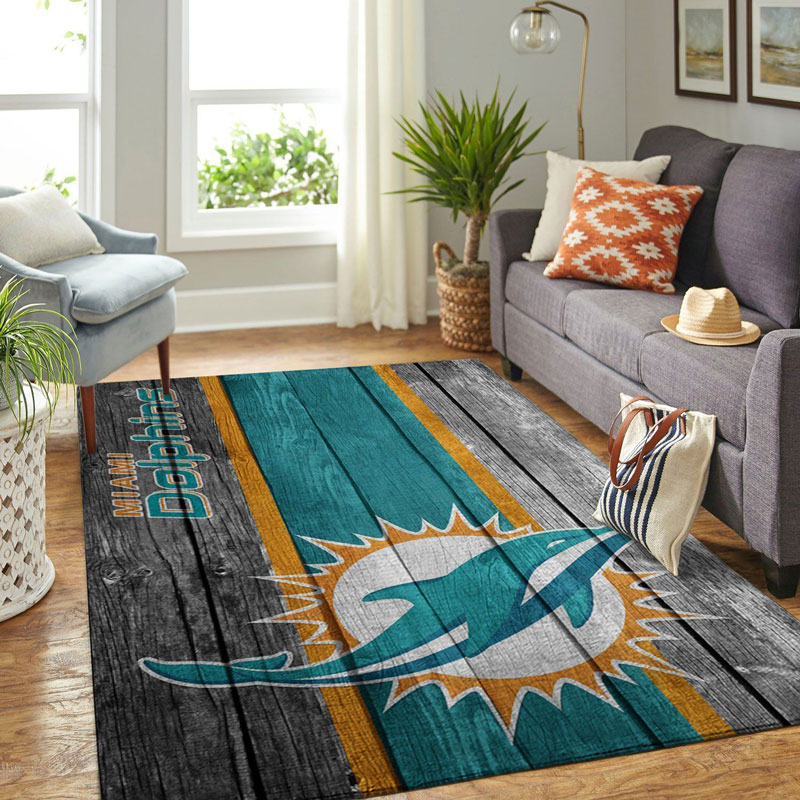 Miami Dolphins Rug NFL Area Rug Living Room Rug Indoor Rugs Rectangle Carpet
