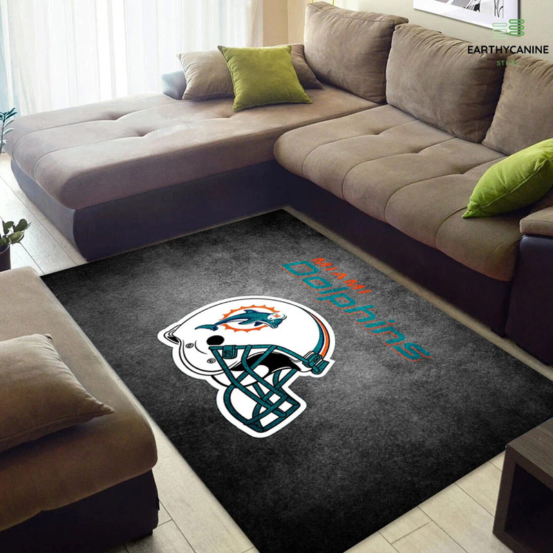 Miami Dolphins Area Rug NFL Area Rug Living Room Rug Indoor Rug Rectangle Carpet