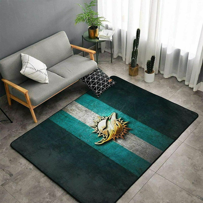 Miami Dolphins Area Rug NFL Area Rug Living Room Rug Indoor Rugs Rectangle Carpet