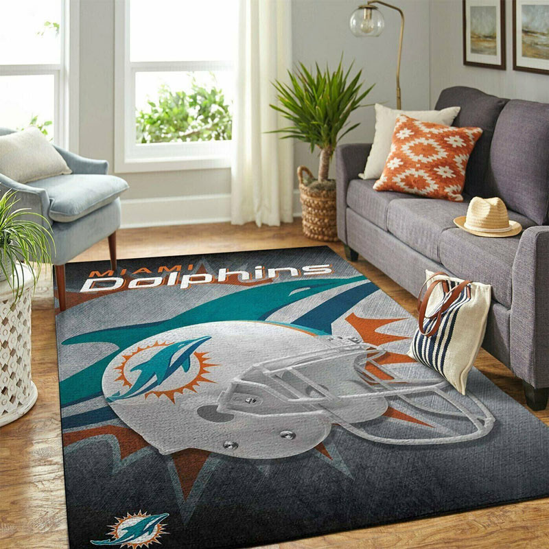 Miami Dolphins Area Rug NFL Area Rug Dining Room Rugs Indoor Indoor Rug Rectangle Carpet