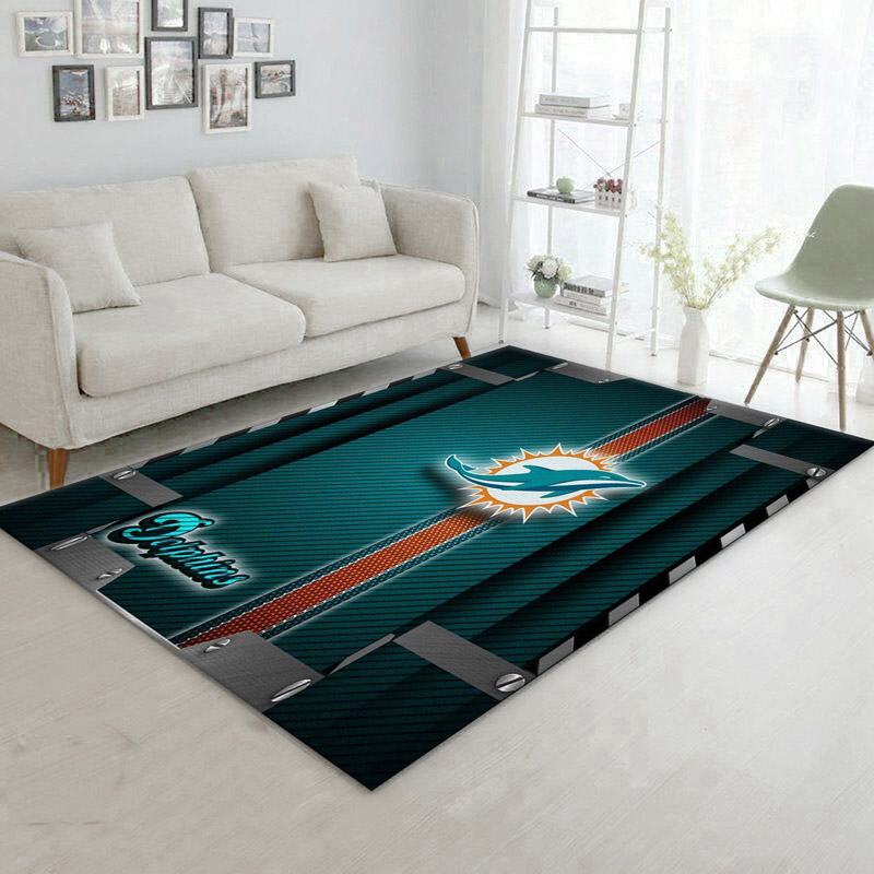 Miami Dolphins Area Rug NFL Area Rug Bathroom Rug Indoor Indoor Rugs Rectangle Carpet