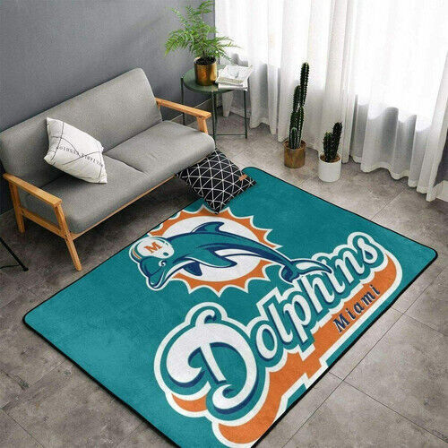 Miami Dolphins Rug NFL Area Rug Bathroom Rugs Indoor Rugs Rectangle Carpet