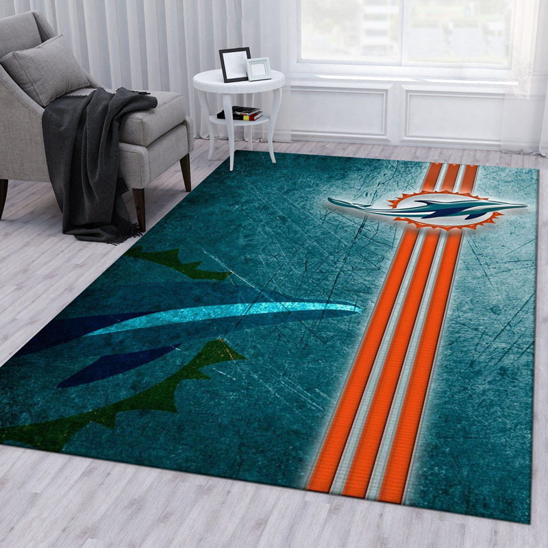 Miami Dolphins Rug NFL Area Rug Bathroom Rugs Indoor Indoor Rug Rectangle Carpet