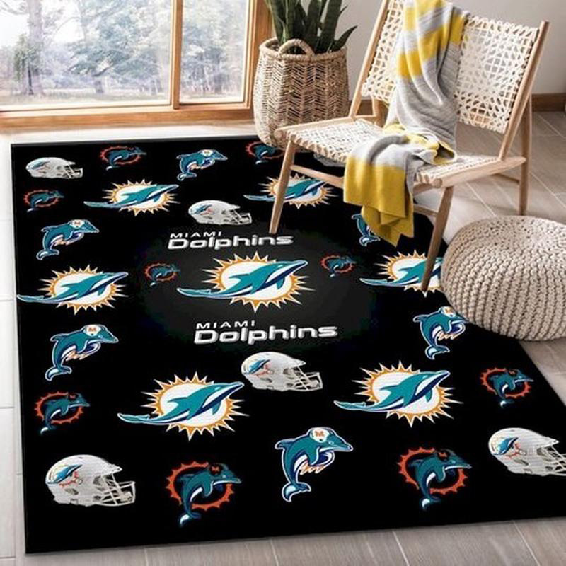 Miami Dolphins Area Rug NFL Area Rug Bedroom Rug Indoor Indoor Rugs Rectangle Carpet