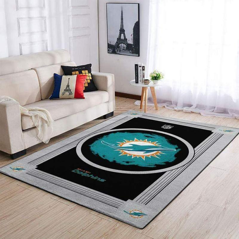 Miami Dolphins Area Rug NFL Area Rug Bedroom Rug Indoor Rugs Rectangle Carpet