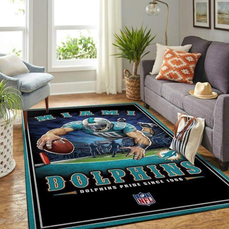 Miami Dolphins Area Rug NFL Area Rug Kitchen Rug Indoor Indoor Rug Rectangle Carpet