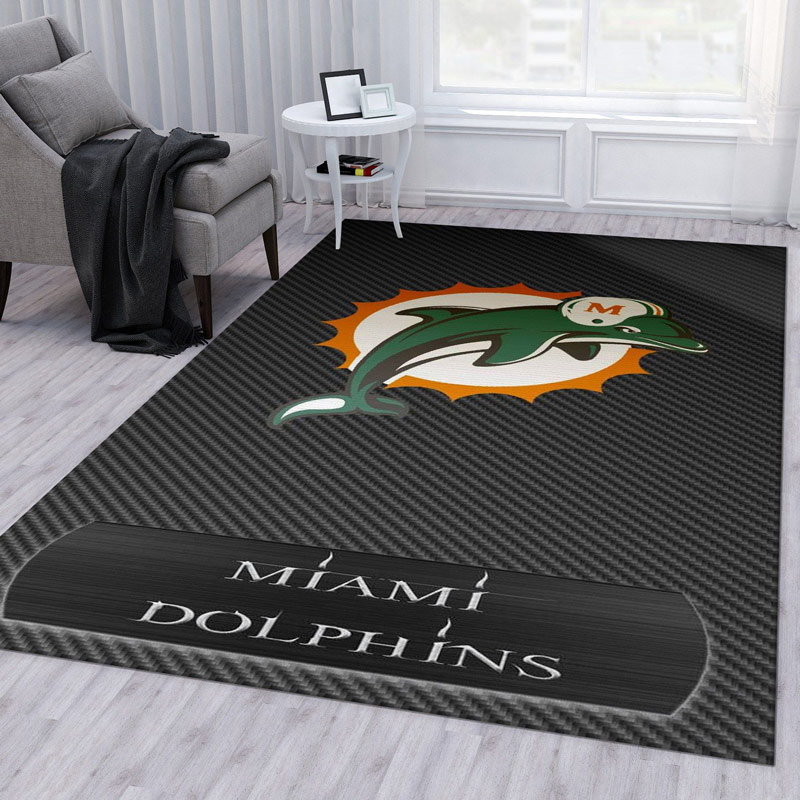 Miami Dolphins Rug NFL Area Rug Dining Room Rug Indoor Rugs Rectangle Carpet