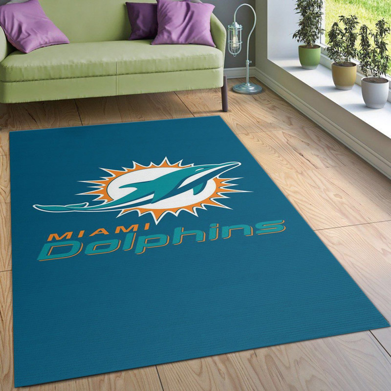 Miami Dolphins Rug NFL Area Rug Dining Room Rug Indoor Indoor Rug Rectangle Carpet