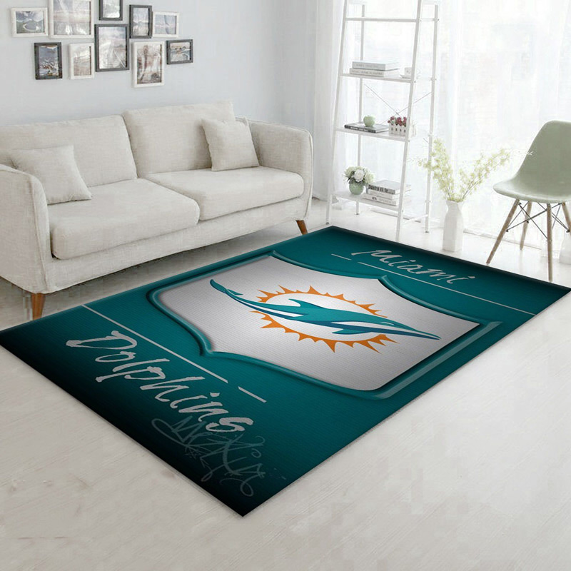 Miami Dolphins Rug NFL Area Rug Bedroom Rug Indoor Rugs Rectangle Carpet