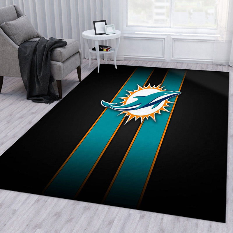 Miami Dolphins Rug NFL Area Rug Living Room Area Rug Indoor Indoor Rugs Rectangle Carpet