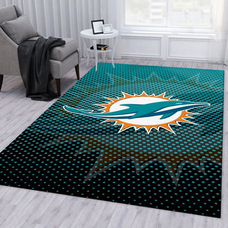 Miami Dolphins Area Rug NFL Area Rug Bathroom Rugs Indoor Rugs Rectangle Carpet