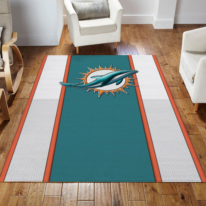 Miami Dolphins Area Rug NFL Area Rug Kitchen Rug Indoor Indoor Rugs Rectangle Carpet